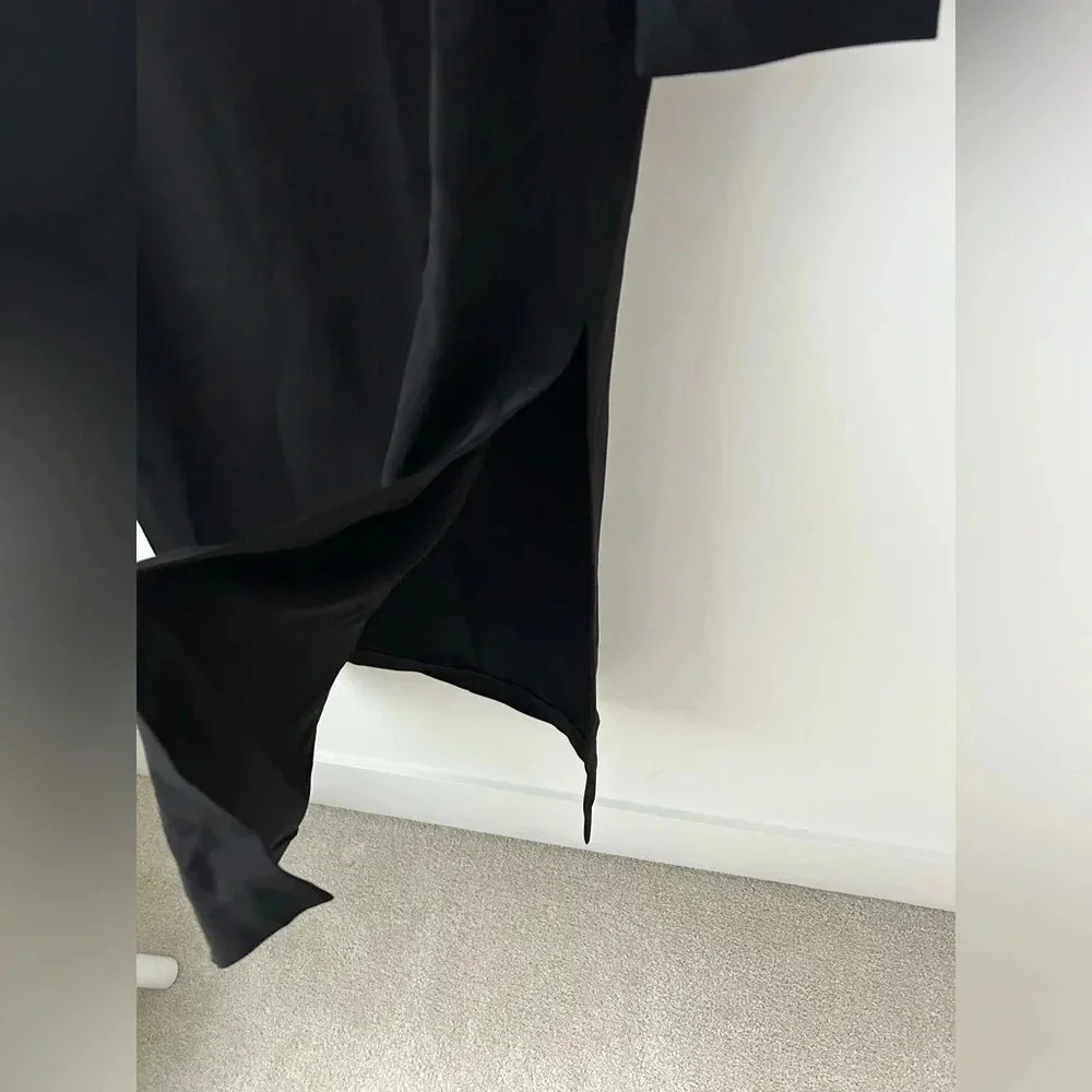 Aritzia Babaton Black Midi Dress Minimalist Open Back Slit Long Sleeve Size 6 - Picture 8 of 14